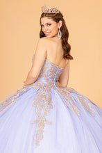 Load image into Gallery viewer, Glitter Jewel Embellished Quinceanera Gown Long Mesh Cape GLGL3078-19