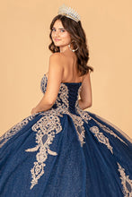 Load image into Gallery viewer, Glitter Jewel Embellished Quinceanera Gown Long Mesh Cape GLGL3078-23