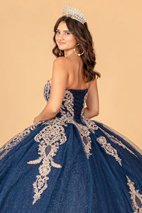 Glitter Jewel Embellished Quinceanera Gown Long Mesh Cape GLGL3078-23