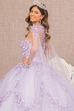 Load image into Gallery viewer, 3D Flower Applique Glitter w/ Detachable Mesh Long Sleeves Quinceanera Dress GLGL3103