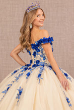 Load image into Gallery viewer, 3D Flower Embroidery Off Shoulder Mesh Quinceanera Dress GLGL3105