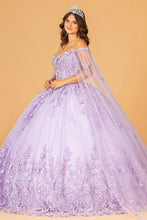 Load image into Gallery viewer, 3D Butterfly Applique Glitter w/ Long Mesh Layer Quinceanera Dress