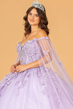 Load image into Gallery viewer, 3D Butterfly Applique Glitter w/ Long Mesh Layer Quinceanera Dress