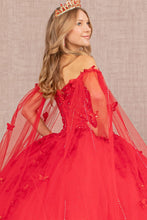 Load image into Gallery viewer, 3D Butterfly Applique Glitter w/ Long Mesh Layer Quinceanera Dress