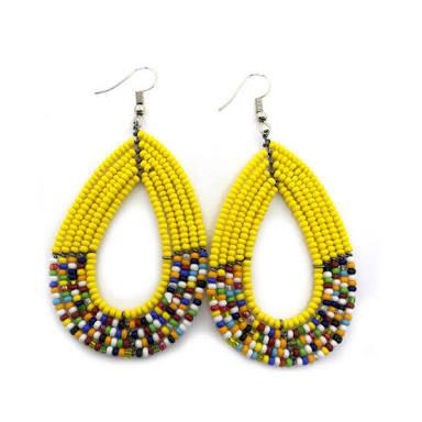 Maasai Beaded Earrings (Yellow drop)