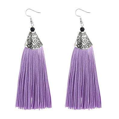 Tassel Threader Earrings - crafted purple tassel Earrings, African wea