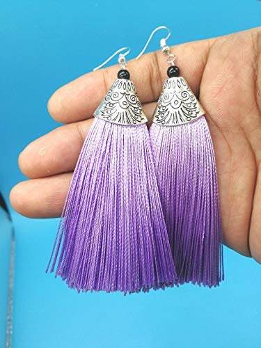 Tassel Threader Earrings - crafted purple tassel Earrings, African wea