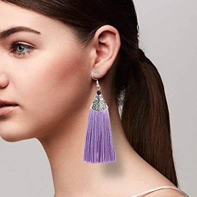 Tassel Threader Earrings - crafted purple tassel Earrings, African wea