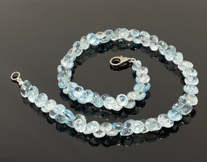 17.25” Genuine Sky Blue Topaz Necklace with Pave Diamond Clasp, Natura