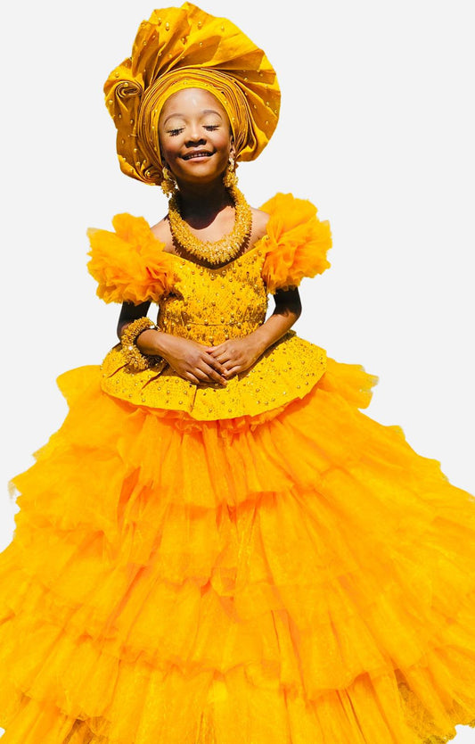 Ife Yellow Dress - Party Wear Yellow Gowns for Baby Girls Online