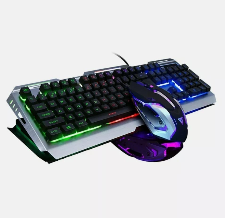 Ninja Dragon Metallic Silver Mechanical Gaming Keyboard and Mouse Set Mobile & Laptop Accessories LoveAdora