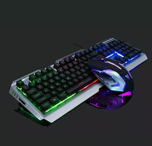 Ninja Dragon Metallic Silver Mechanical Gaming Keyboard and Mouse Set Mobile & Laptop Accessories LoveAdora