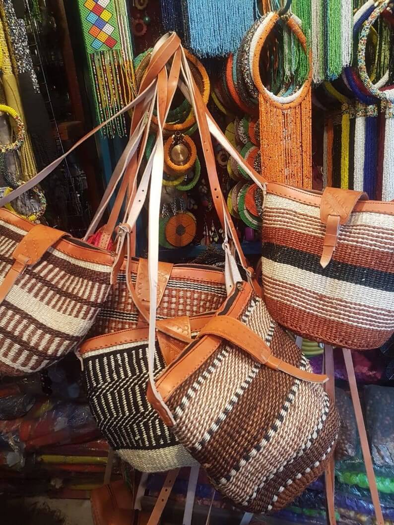 Kikuyu traditonal handwoven African Crossbody Bag Shopping Tote