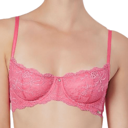 Elegant lace demi cup bra in vibrant pink hue