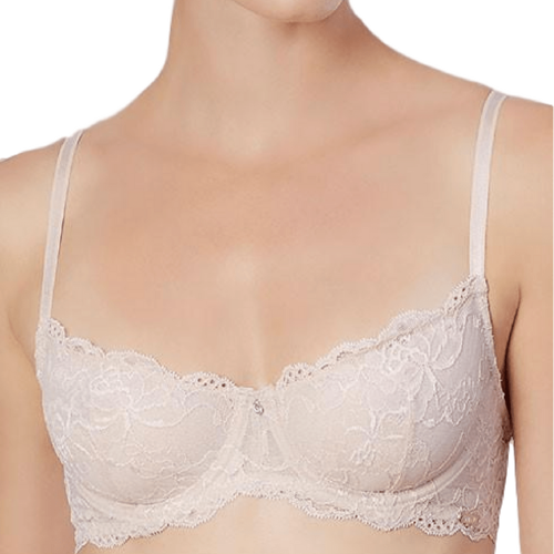 Elegant lace demi cup bra by Montelle Intimates Flirt, featuring delicate ivory floral lace design with adjustable straps.