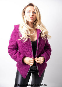 Lauren Zip Up Hooded Borg Teddy Jacket Jackets & Coats LoveAdora