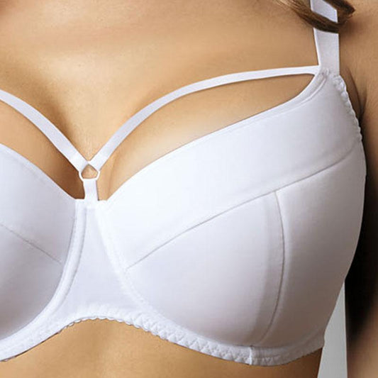 Lightly Padded Full Coverage Strappy White Bra by Lime Lucy