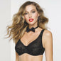 Glamorous woman in black lace and bow choker necklace