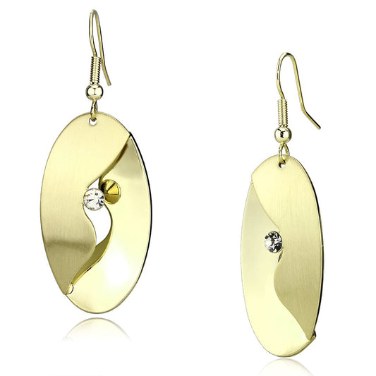 LO2744 - Matte Gold & Gold Iron Earrings with Top Grade Crystal  in