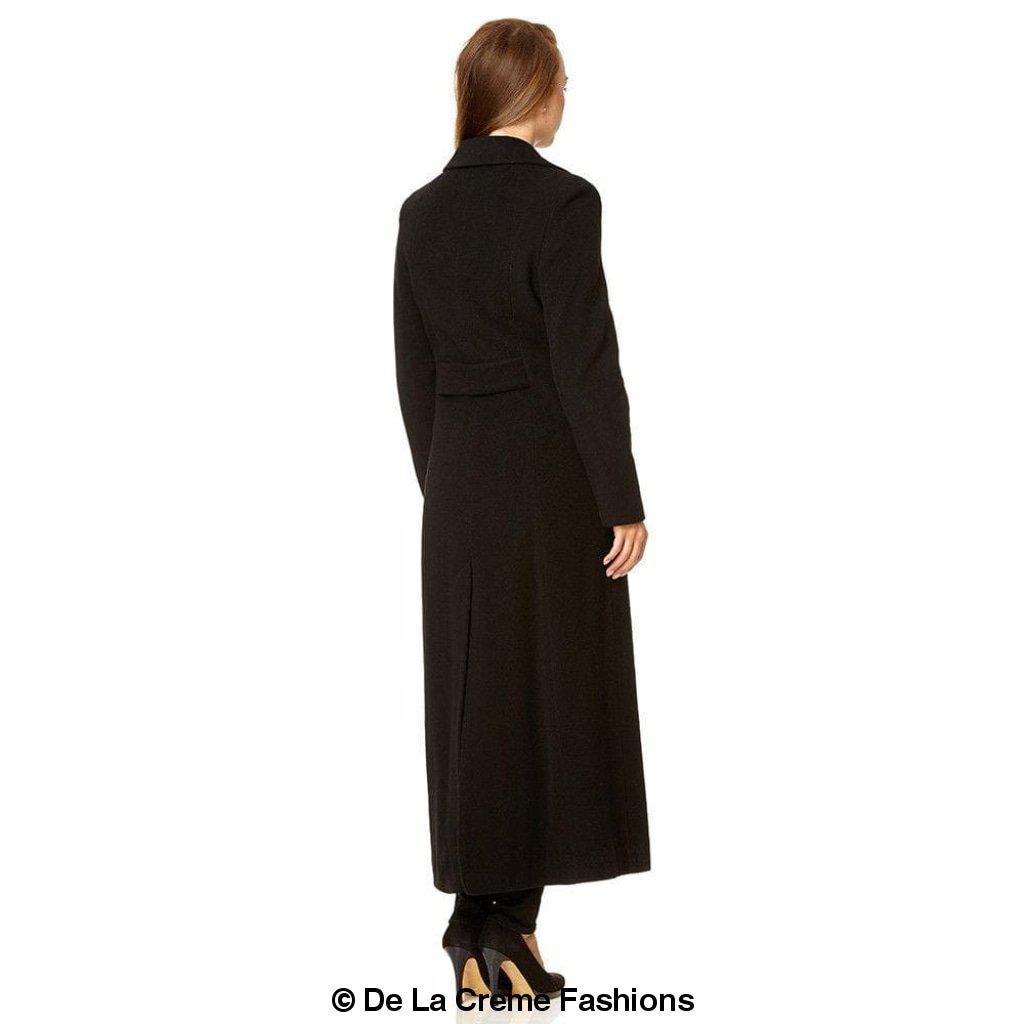 Wool Blend Double Breasted Long Coat