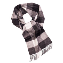 Load image into Gallery viewer, Alpaca wool black checked scarf