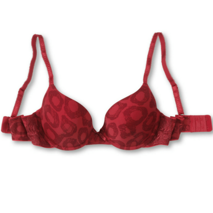 Red Animal Print Molded Plunge Bra from Lime Lucy Brand