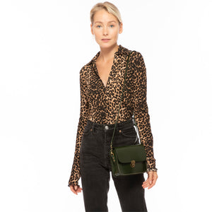 Nanah Dark Green Leather  Crossbody Bag