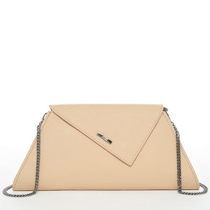 Angelica Nude Leather Clutch Purse