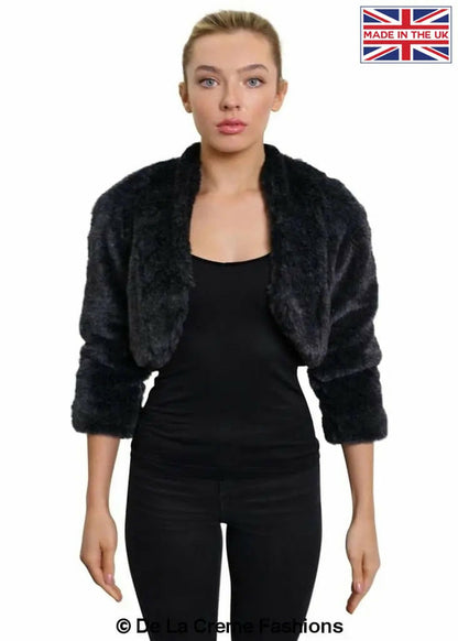 Open Front Faux Fur Bolero