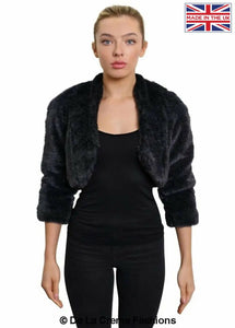 Open Front Faux Fur Bolero