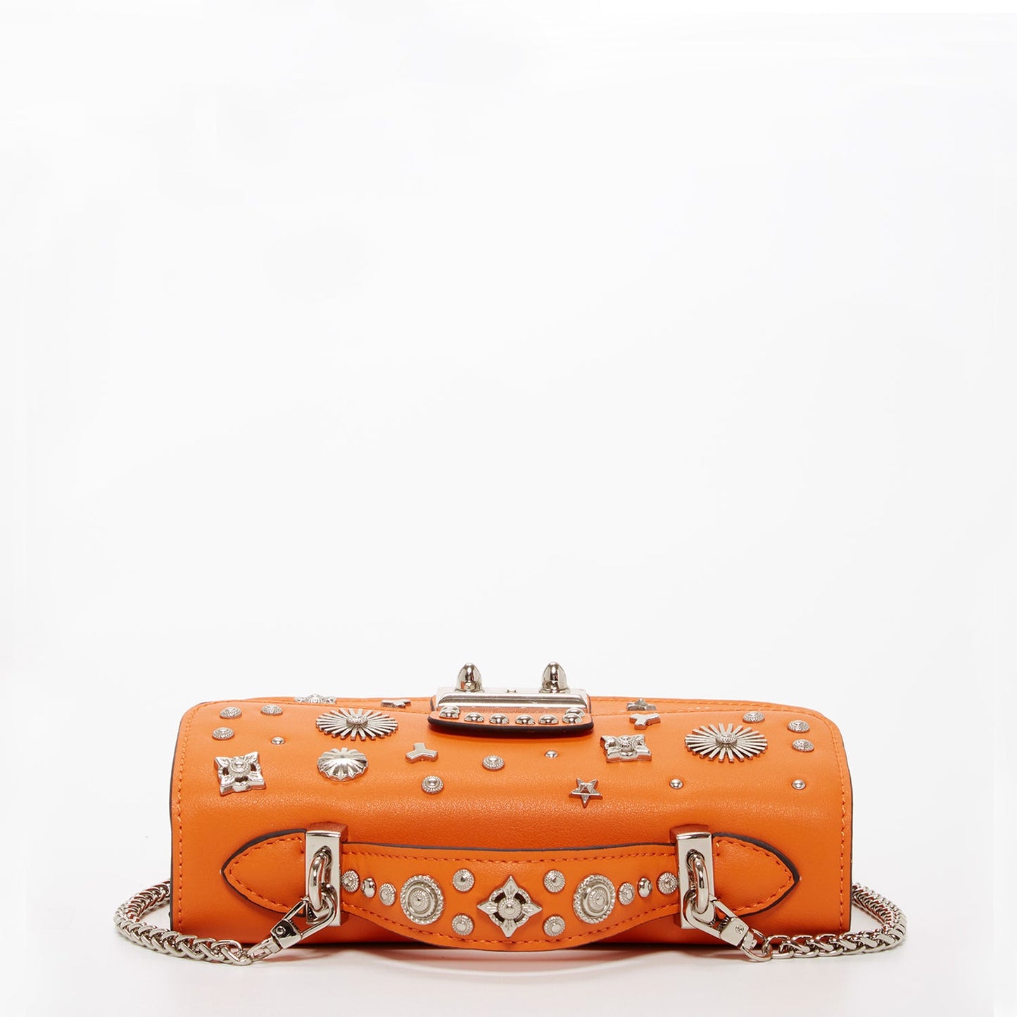 The Hollywood Studded Leather Crossbody Bag Orange