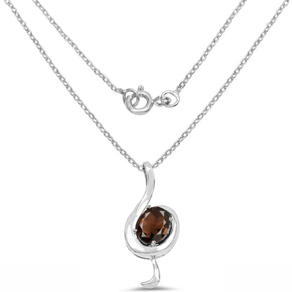 Smoky Quartz Pendant on Sterling Silver Chain
A 2.30 carat genuine smoky quartz gemstone set in a simple yet elegant .925 sterling silver pendant, suspended on a delicate sterling silver chain necklace.