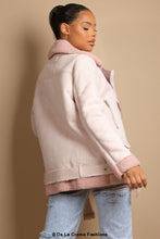 Load image into Gallery viewer, Pink Faux Suede Aviator Jacket 11701 Jackets &amp; Coats LoveAdora