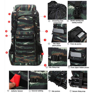 Waterproof Outdoor Camping 70L Military Backpack Camping LoveAdora