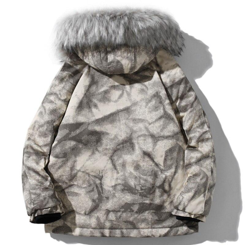 Hooded Parkas Winter Jacket Men Tie Dye Print Cargo Coats Jackets