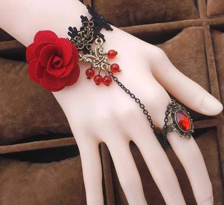 Bracelet - Red Rose Ring Bracelets LoveAdora