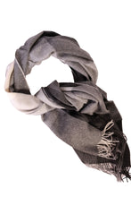 Load image into Gallery viewer, Alpaca wool black-gray checkered big scarf