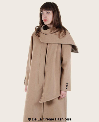 SCARPIA - Wool & Cashmere Overcoat With Scarf Detail Jackets & Coats LoveAdora