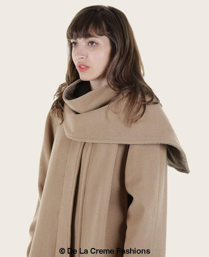 SCARPIA - Wool & Cashmere Overcoat With Scarf Detail Jackets & Coats LoveAdora