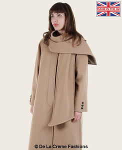 SCARPIA - Wool & Cashmere Overcoat With Scarf Detail Jackets & Coats LoveAdora