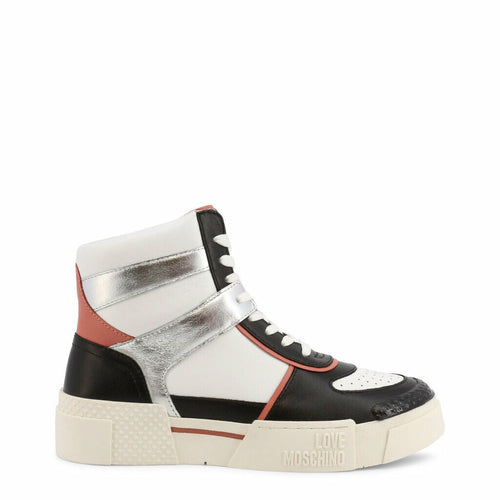 Silver High Top Sneakers Love Moschino Sneakers & Runners LoveAdora