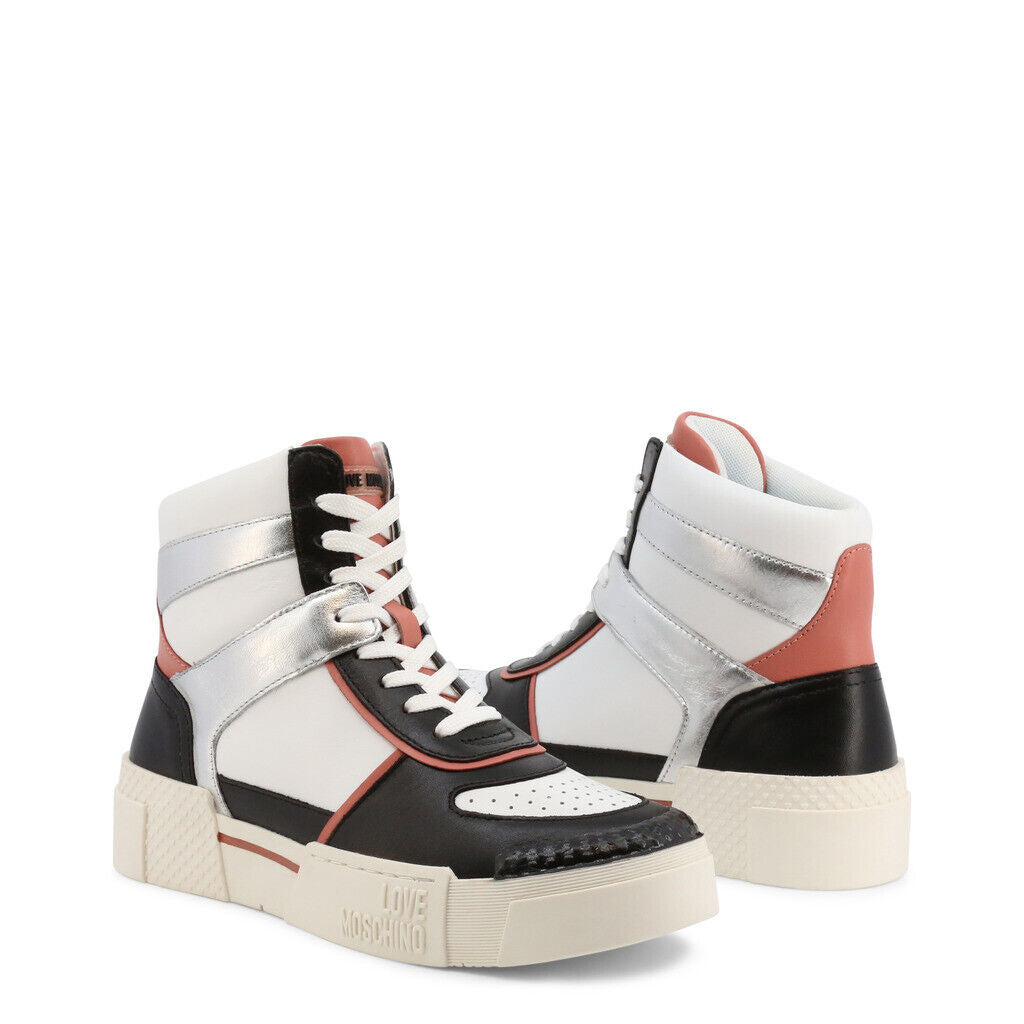 Silver High Top Sneakers Love Moschino Sneakers & Runners LoveAdora