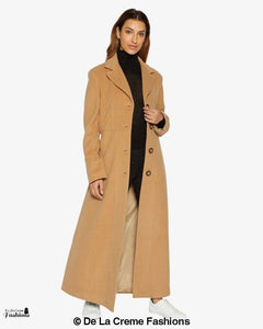 Slim Fit Wool Blend Longline Maxi Coat