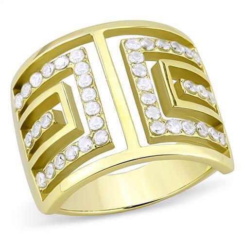 TK3238 - IP Gold(Ion Plating) Stainless Steel Ring with AAA Grade CZ