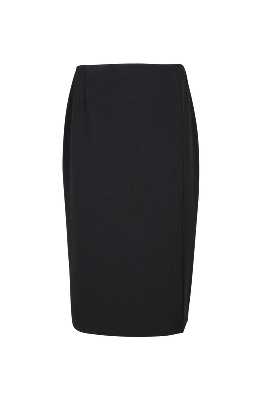 Tahari ASL mid-waist solid black crepe skirt with zipper back closure