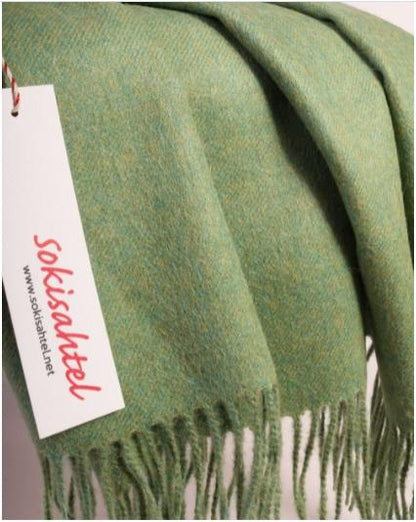 Alpaca wool light green plaid