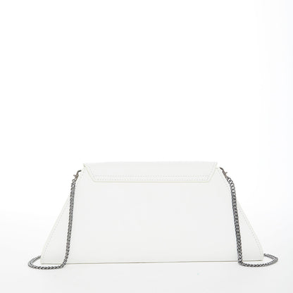 Angelica White Leather Clutch Bag