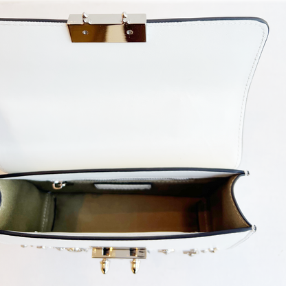 The Hollywood White Leather Crossbody Bag