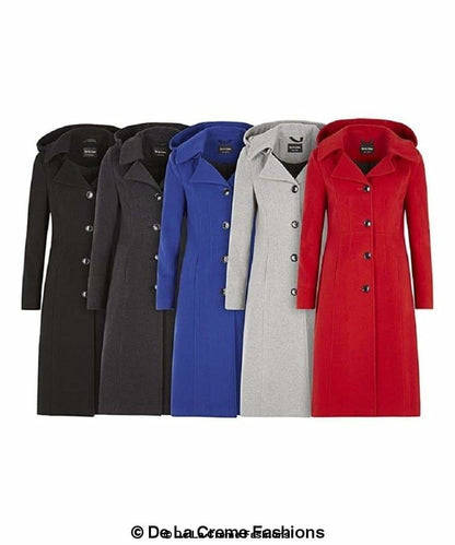 Wool Blend Hooded Mid Length Coat 1704 Jackets & Coats LoveAdora