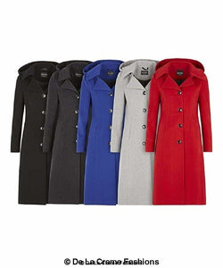 Wool Blend Hooded Mid Length Coat 1704 Jackets & Coats LoveAdora